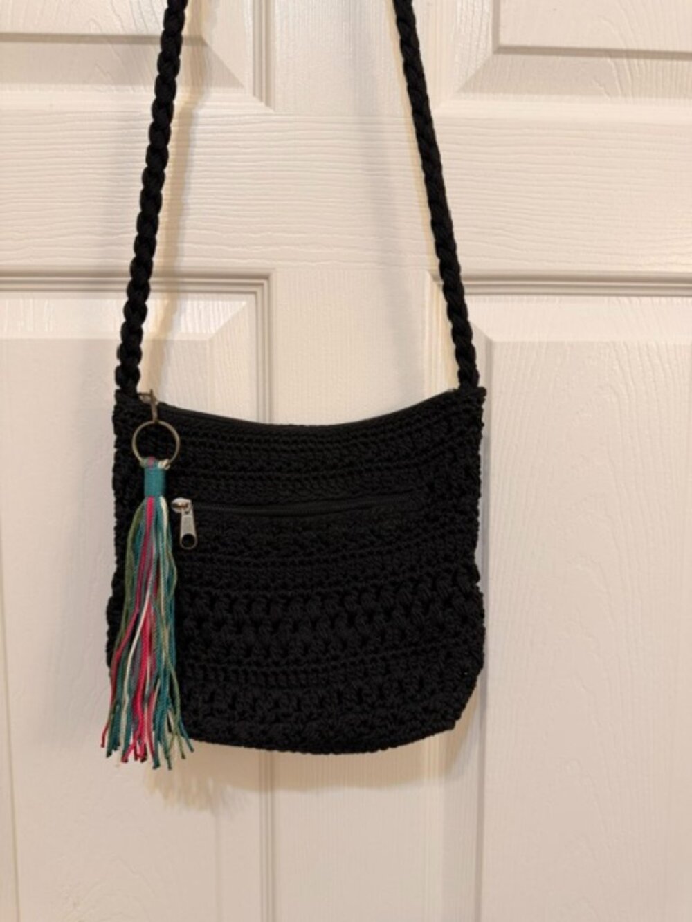 CROFT & BARROW CROCHETED BLACK SHOULDER BAG PURSE